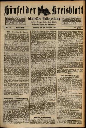 Erste Ausgabe vom Samstag, den 20. Dezember 1924.