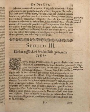 Sectio III. Utrùm possit dari invincibilis ignorantia DEI?