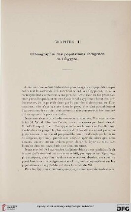 Chapitre III: Ethnographie des populations indigénes de l´Egypte