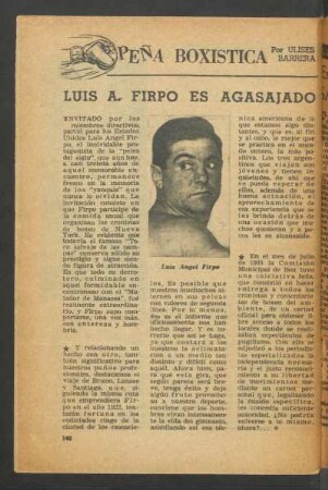 Luis A. Firpo es agasajado : Peña Boxistica