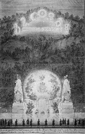 Die große Illumination, so am Bergwerks-Feste, in Plauischen Grund ohnweit Dreßden, dem Gebäude gleich überstanden 26. Sept. 1719