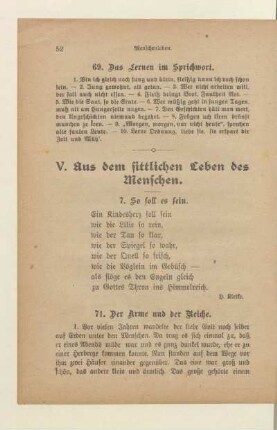 V. Aus dem sittlichen Leben des Menschen