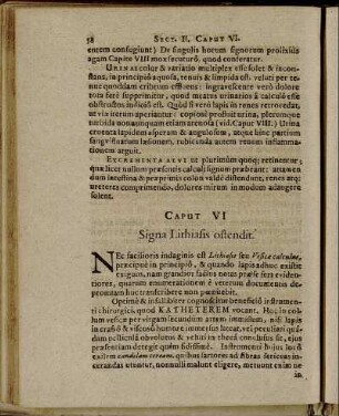 Caput VI Signa Lithiasis ostendit.