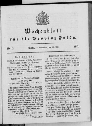 Nr. 12, Ausgabe vom 20. März 1847