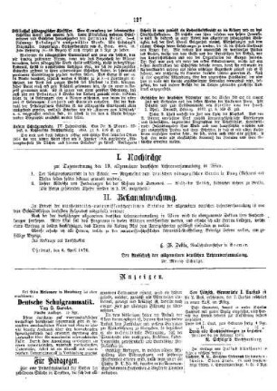 Nachträge zur Tagesordnung der 19. allgemeinen deutschen Lehrerversammlung in Wien