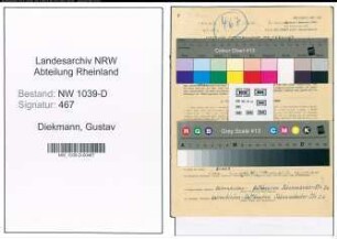 Entnazifizierung Gustav Diekmann , geb. 09.05.1894 (Maschinist)