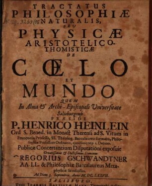 Tractatus ... de coelo et mundo