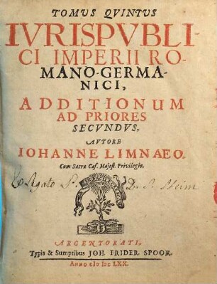 Tomvs ... Ivris Pvblici Imperii Romanogermanici, 5. Additionum Ad Priores Secundus