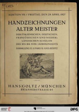 Alte Handzeichnungen : Freitag, den 29. April 1927 (Katalog Nr. 7)