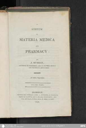 1: A System of Materia medica and Pharmacy