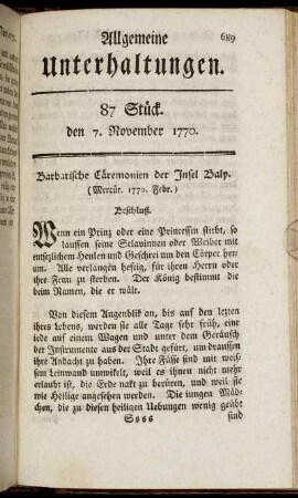 87 Stück. den 7. November 1770.