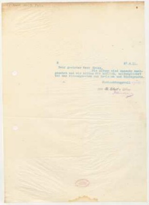 Brief an Emil Kross : 27.06.1911