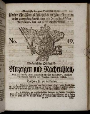 No. 49. Montags, den 9ten December, 1754.