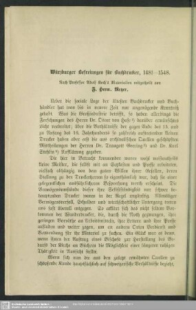 Würzburger Befreiungen für Buchdrucker, 1481-1548
