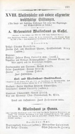 A. Reformirtes Waisenhaus zu Cassel.