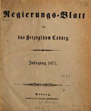 Regierungs-Blatt für das Herzogtum Coburg. 1871