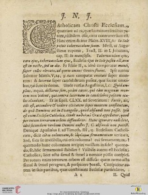 J. N. J. Catholicam Christi Ecclesiam [...]