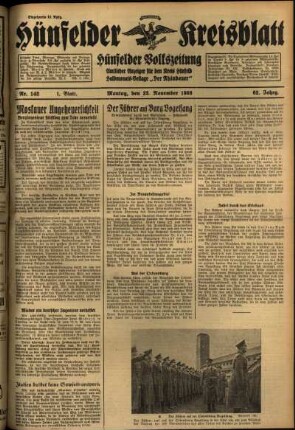 Erste Ausgabe vom Montag, den 23. November 1936.