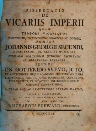 Diss. de vicariis Imperii