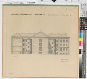 Münster (Münster) Landgerichtsgefängnis Blatt 12 Südansicht 1957 1 : 100 61 x 64 Zeichnung Staatshochbauamt Münster