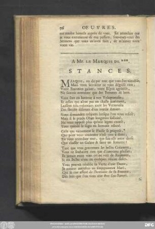 A Mr. Le Marquis De ***. Stances.