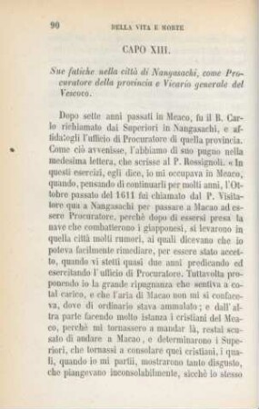 Capo XIII. Sue fatiche nella città di Nangasachi, come Procuratore della provincia ...