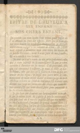 Epitre de l'Auteur à ses Enfans.
