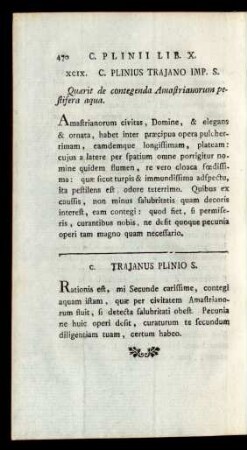 XCIX. C. Plinius Trajano Imp. S.