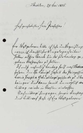 Brief von Kammerdiener Hohlfeld an E. A. Donadini, Blatt 1r