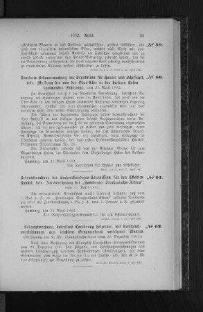 No. 62. Bekanntmachung, betreffend Tarifirung hölzerner, mit Verschlußvorrichtungen aus leichtem Ornamentguß versehener Waaren.