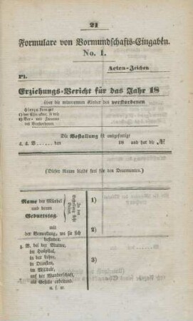 Formulare von Vormundschafts-Eingaben.
