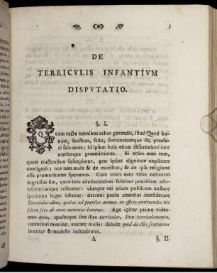 De Terriculis Infantium Disputatio.