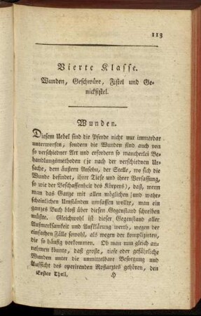 Vierte Klasse. Wunden, Geschwüre, Fistel und Genickfistel.