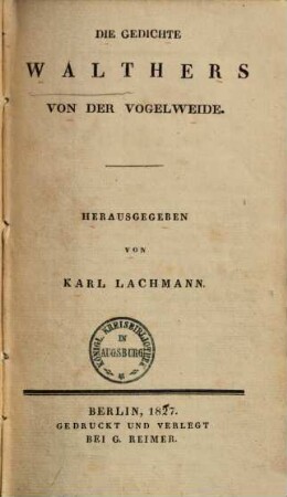 Die Gedichte Walthers von der Vogelweide
