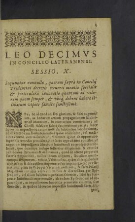 Leo Decimus in Concilio Lateranensi. Sessio. X.