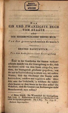 Vierzig Bücher vom Staate. 3, Regierungslehre ; Bd. 1