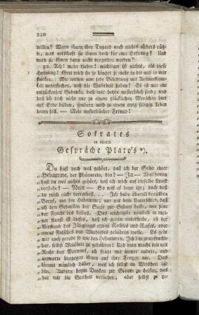 Sokrates in einem Gespräche Plato´s.
