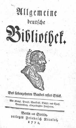 Des siebenzehnten Bandes erstes Stück.