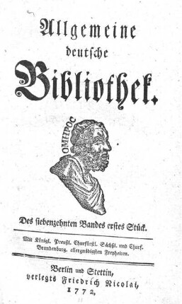 Des siebenzehnten Bandes erstes Stück.