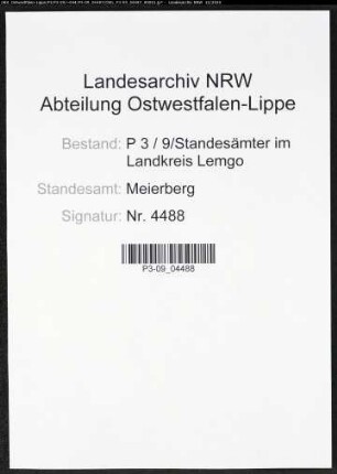 Sterberegister Standesamt Meierberg