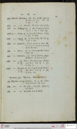 Genus 315. Mytilus. Miesmuscheln (Nr. 383 - 423)