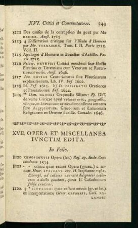XVII. Opera et Miscellanea