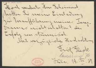 Brief an Ludwig Strecker (senior) und B. Schott's Söhne : 18.03.1927