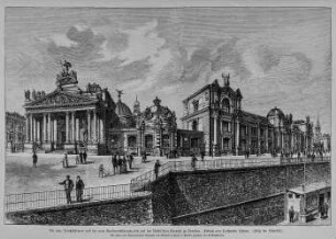 Die neue Kunstakademie und der neue Kunstausstellungspalast auf der Brühlschen Terrasse zu Dresden. Erbaut von Constantin Lipsius