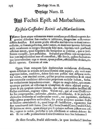 Beylage Num. II. Aus Fechtii Epist. ad Marbachium.