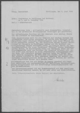 Deißlingen mit Lauffen/Rottweil: Visitationsbericht mit Pfarrbericht 1958