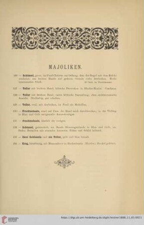 Majoliken (Nr. 126 - 134)