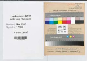 Entnazifizierung Josef Hamm, geb. 09.09.1906 (Angest.)