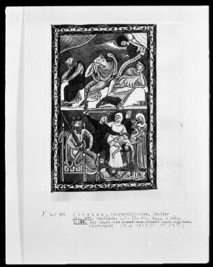 Psalterium mit Kalendarium — Bildseite mit zwei Miniaturen, Folio 23recto