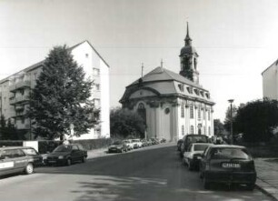 Dresden-Altstadt. Annenstraße. Blick nach Norden gegen Annenkirche (1578/1579, 1618/1619 Turm, Wiederaufbau 1995)